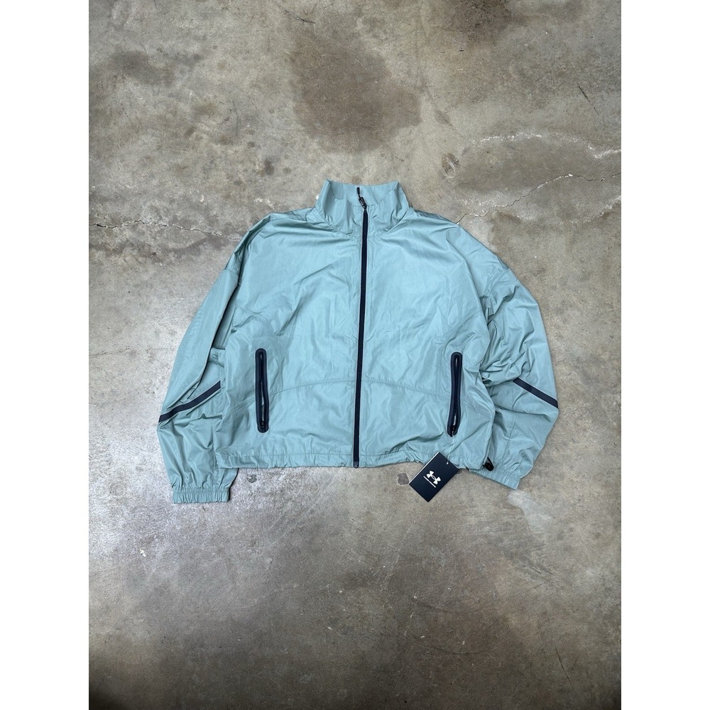 Under‎ Armour Unstoppable Woven Sheen Crop Zip Jacket Womens Small Loose Fit
